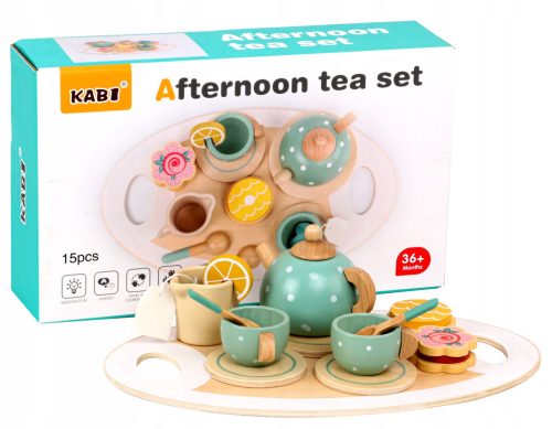  Kaffee- oder Teeservice aus Holz mit Ablage und Ständer