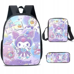  Kuromi Schul-Set, Rucksack, A4-Tasche, Bleistiftetui