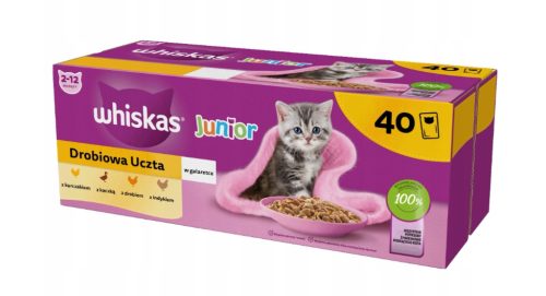  WHISKAS JUNIOR POULTRY FEST MIT GESCHMACKSMISCHUNG IN GELEE FÜR KÄTZCHEN 40x85g