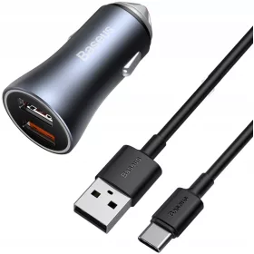    BASEUS SCHNELLES KFZ-LADEGERÄT USB-NETZTEIL 2XUSB 40W + USB-C-KABEL 1M