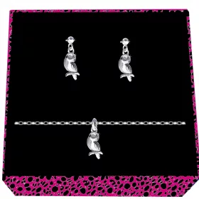  VOGEL EULE EULEN Silber Rolo ovales Set, 925er Silber