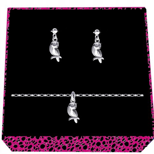  VOGEL EULE EULEN Silber Rolo ovales Set, 925er Silber
