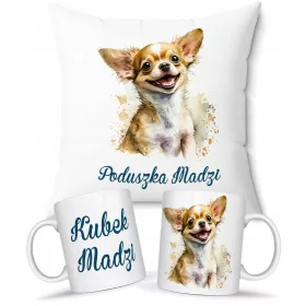    SET KISSEN + BECHER YORK + GESCHENK MIT NAMEN HUND HUNDEDRUCK