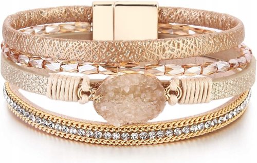  Boho-Leder-Wickelarmbänder, böhmische Kristallarmbänder, modisch, mehrlagig