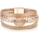  Boho-Leder-Wickelarmbänder, böhmische Kristallarmbänder, modisch, mehrlagig
