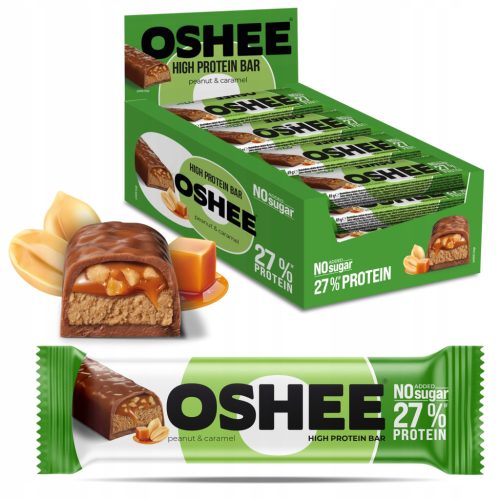 OSHEE Proteinriegel Erdnuss Karamell 12x49g - Perfekter Snack für Aktive
