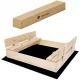  Sandkasten 120x120 cm Holz geschlossen klappbar mit Premium-Bänken