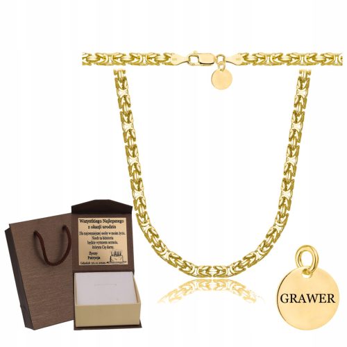  HERREN-KÖNIGLICHES GOLD-VOLLKETTE PR. 925 585 KOSTENLOSE GRAVUR