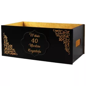    SCHWARZE GROSSE gravierte Geburtstagsgeschenkbox mit beliebiger Namenszahl
