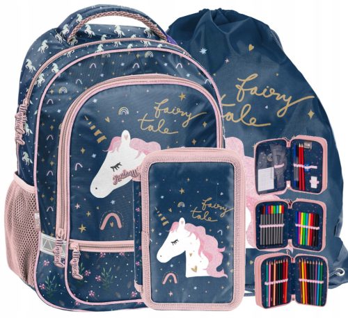 Schulrucksack-Set für Mädchen 1.-4. Klasse mit Einhorn-Motiv, PASO