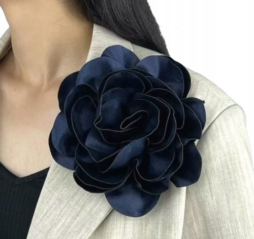  STOFFBLUMENBROSCHE PIN LOLITA ZUBEHÖR 16 cm XL MARINEBLAU