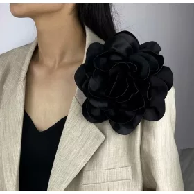  STOFFBLUMENBROSCHE PIN LOLITA ZUBEHÖR 18-19 cm XXL SCHWARZ