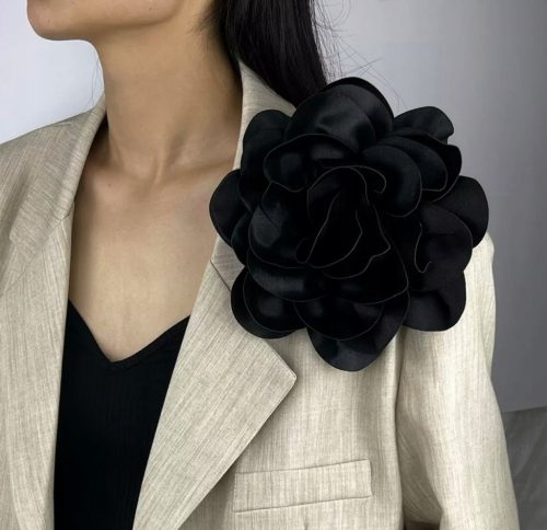  STOFFBLUMENBROSCHE PIN LOLITA ZUBEHÖR 18-19 cm XXL SCHWARZ