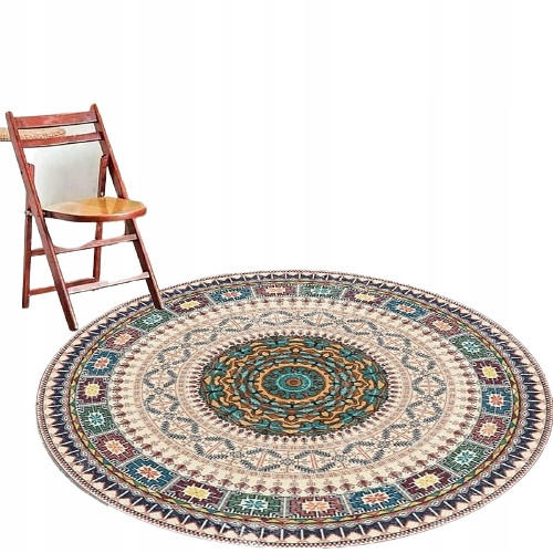  RUNDER VINTAGE-TEPPICH MIT RETRO-MUSTERN FÜR DAS WOHNZIMMER