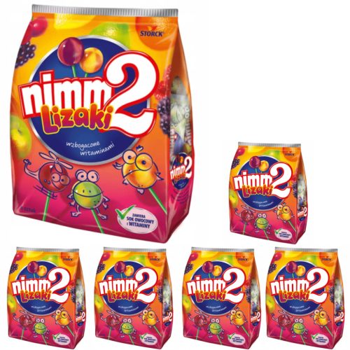 6er Pack NIMM2 Lollipops von Storck, 80 G - Bunte Fruchtgeschmack-Vielfalt mit Vitaminen
