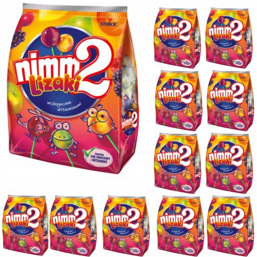 12er Pack NIMM2 Lollipops von STORCK, 80g - Bunter Vitamin-Genuss