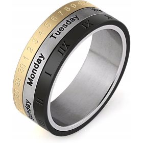    Männer Titan Stahl Punk drehbarer Spinner Datum Zeit Kalender