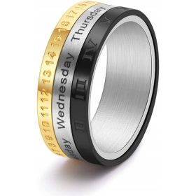    Cooler Punk-Spinner-Herrenkalender mit Datum und Uhrzeit aus Titanstahl