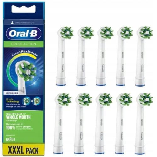  10x BRAUN ORAL-B CROSS ACTION ZAHNBÜRSTENKÖPFE, WEISS