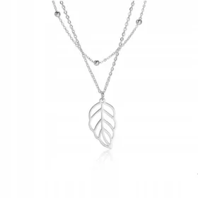  Chirurgenstahl-Halskette, Silber, doppellagig, BLATT