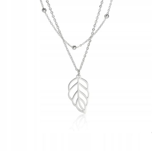  Chirurgenstahl-Halskette, Silber, doppellagig, BLATT