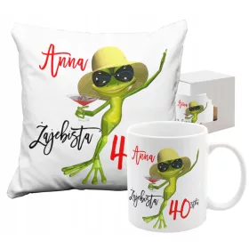    BECHERSET KISSENGESCHENK ZUM 40. GEBURTSTAG MIT DEM NAMEN ŻAJEBISTA 40
