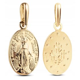    KLASSISCHE WUNDERMEDAILLE AUS GOLD MIT DER GOTTESMUTTER, DOPPELSEITIG 8KT 333