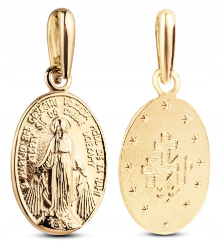  KLASSISCHE WUNDERMEDAILLE AUS GOLD MIT DER GOTTESMUTTER, DOPPELSEITIG 8KT 333