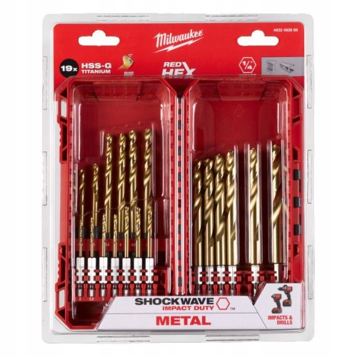  SCHLAGBOHRER FÜR METALL 2-10mm 19 Stk. SHOCKWAVE HSS-G MILWAUKEE