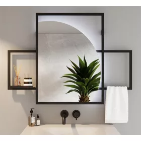  Runder Spiegel Abgeschrägt LED Doppelrahmen Rechts 110X80