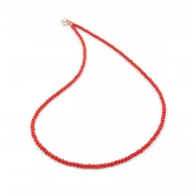  Rote Korallenkette, natürliche Kugeln, 3 mm, 60 cm