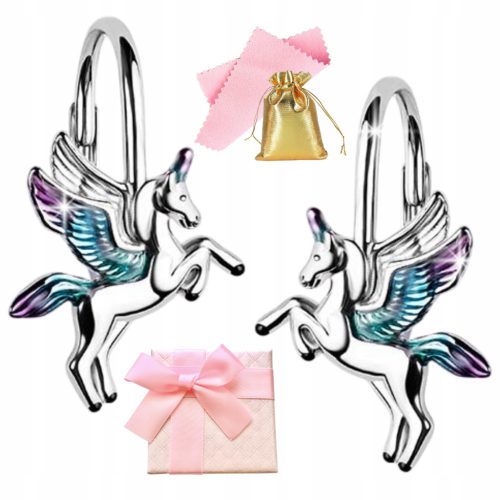  HÄNGENDE EINHORN-OHRRINGE AUS SILBER FÜR MÄDCHEN ALIKORN ENGLISCH 925
