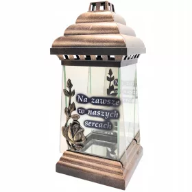    Grabkerze Goldene Laterne Schrein mit Widmung für immer in Erinnerung 32 cm