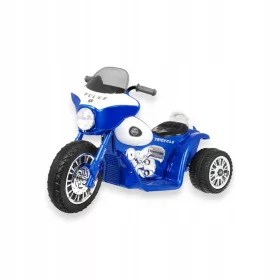    Batteriebetriebenes Chopper-Motorrad Blau + 3 Räder + Sounds + LED-Lichter