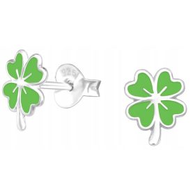    925er Silberohrringe für Mädchen, vierblättriges Kleeblatt