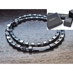    Halskette aus Hämatitperlen 6mm + eleganter Verschluss / Länge zur Auswahl