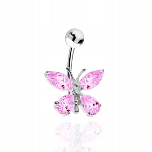  Silberner Bauchring, Chirurgenstahl, Schmetterling, Zirkone, 925er Silber LAPRII