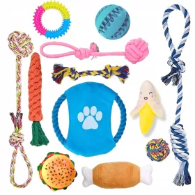  Hundeseile und -ringe Set mit 12 Hundespielzeugen