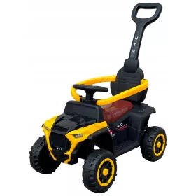    Batteriebetriebener Aufsitz-Kinderwagen mit Quad-Motor, 3-in-1, gelbes Verdeck