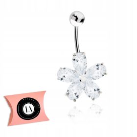  Silberner Bauchnabelpiercing, Blume, Blume, Zirkone LAPRII