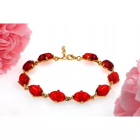  Armband mit rotem BALTISCHEN BERNSTEIN, vergoldetes Silber