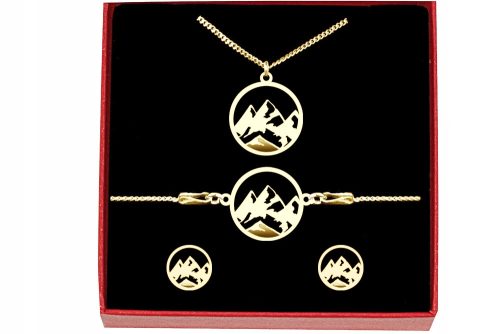 SET BERGE, SILBER 925, HALSKETTE, ARMBAND, OHRRINGE, VERGOLDET 925