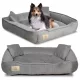  Veloursbett für Hunde, Katzenbett, Sofa, Laufstall, 75 x 65 cm, Grau