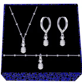  FRÜCHTE ANANAS ANANAS Silberkugel-Schmuckset, 925er Silber