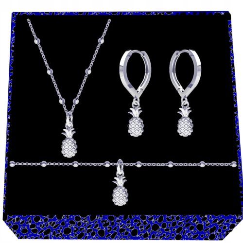 FRÜCHTE ANANAS ANANAS Silberkugel-Schmuckset, 925er Silber