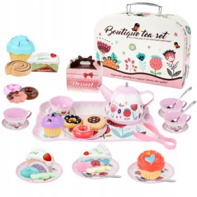    BLUMEN-TEE-SERVICE, KANNE, TABLETT, TASSE, SÜSSIGKEITEN, TONGERS