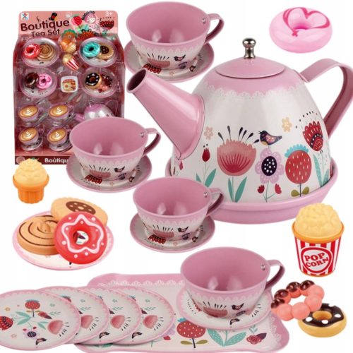  GROSSES TEESERVICE, KAFFEE, BLUMEN, KRUG, TABLETT, TELLER, TASSE