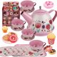  GROSSES TEESERVICE, KAFFEE, BLUMEN, KRUG, TABLETT, TELLER, TASSE