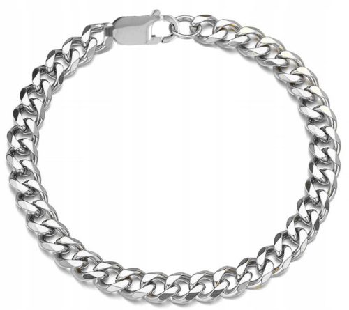  SILBERARMBAND FÜR HERREN, CHIRURGISCHER STAHL 316L, 8 MM, 23 CM