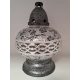  Grabkerze, große Laterne, Premium-Karaffe, Buntglas, UFO-Dekor, silberfarben, 30 cm